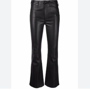 NWOT Rag & Bone Black Leather Cropped Pants Size 24